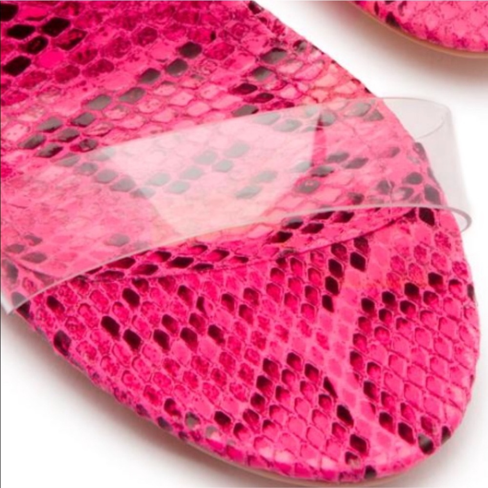“Riley” Snakeskin Wedges - Neon Pink - Picture 3 of 3